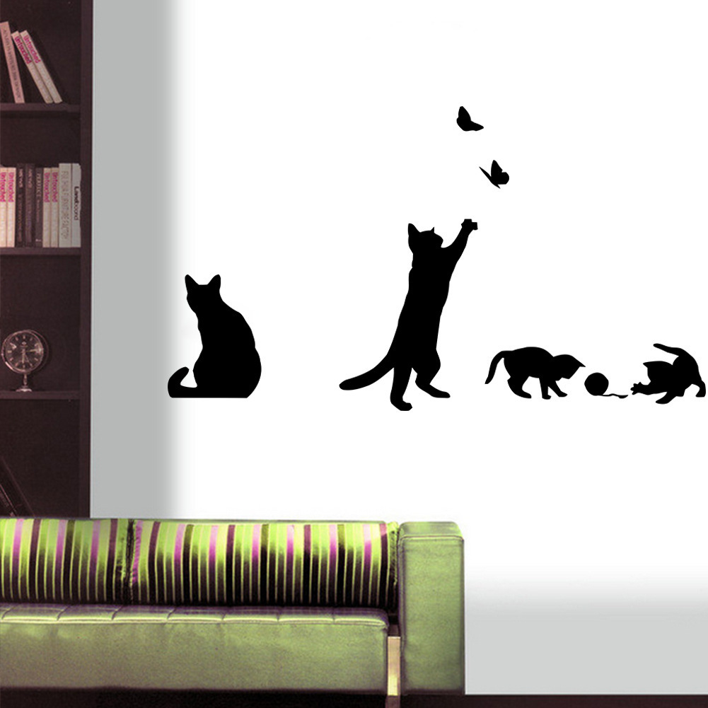 MIBO Decorative Painting Wall with Cat and Butterfly on The Living Room Bedroom Background Wall