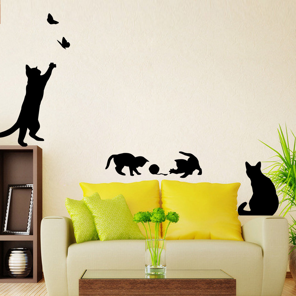 MIBO Decorative Painting Wall with Cat and Butterfly on The Living Room Bedroom Background Wall