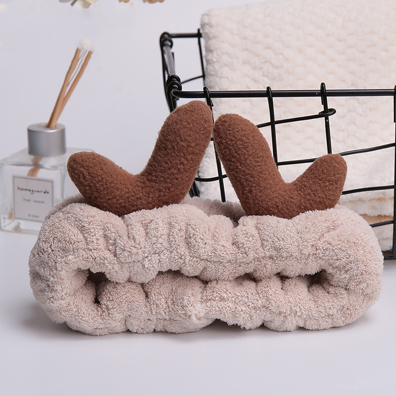 IBO Elk Headband with Coral Fleece Stereo Goat Horn Hoop