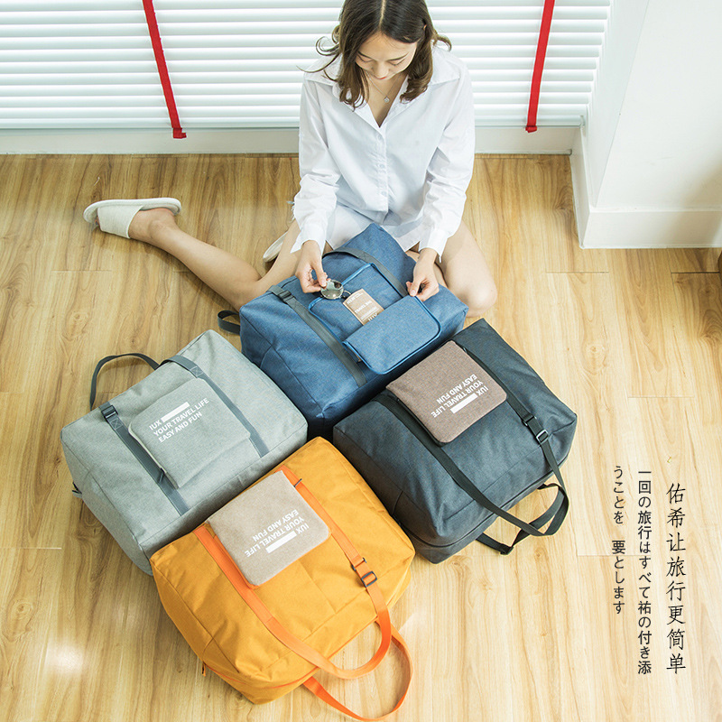 Vintage Hand-held Travel Bag Nylon Thickened Large-capacity Bag Can Be Set Lever Travel Bag