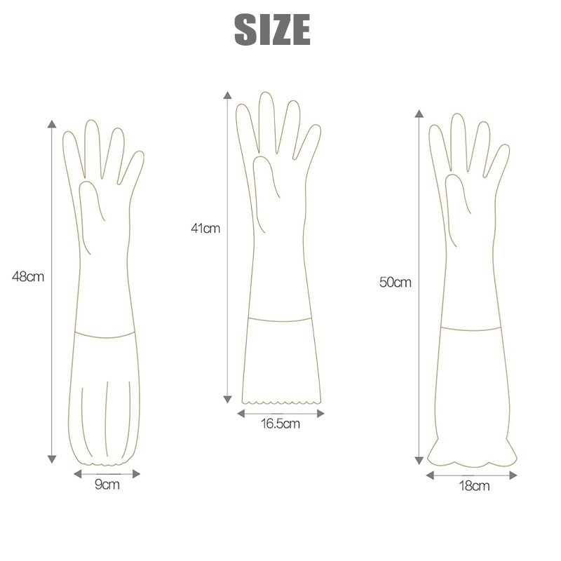 MIBO Household Cleaning Plush Translucent Rubber Gloves Car Dishwashing Gloves for Kitchen Cleaning