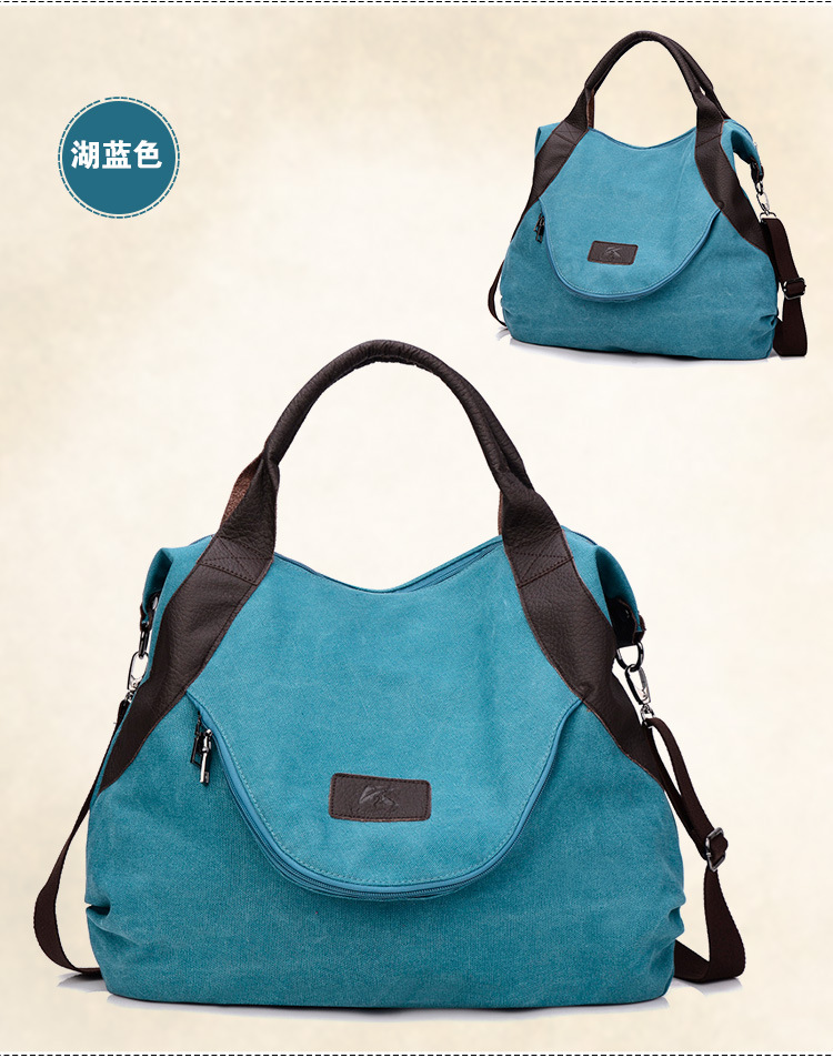 MIBO Fashion Simple Large Capacity Women Canvas Tote Handbag Single Shoulder Diagonal Vintage Bag