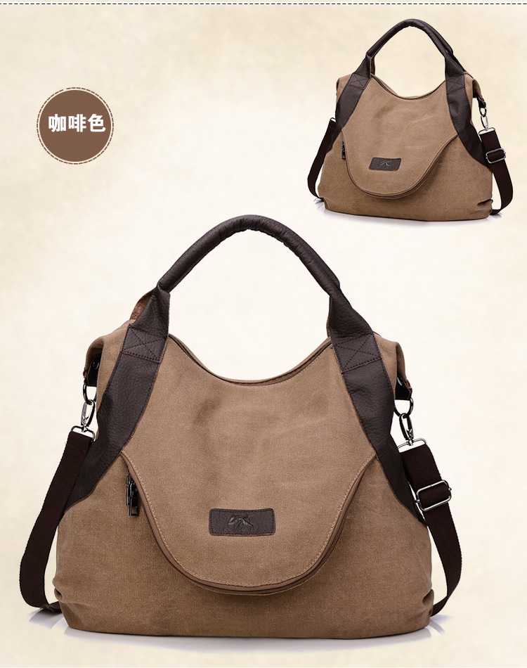 MIBO Fashion Simple Large Capacity Women Canvas Tote Handbag Single Shoulder Diagonal Vintage Bag