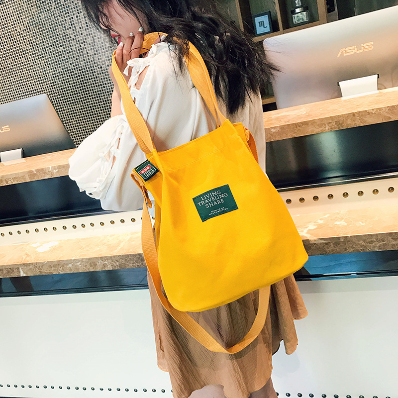 MIBO Korean Shoulder Bag Art Versatile Canvas Straddle Bag Bucket Portable Women's Bag Handbag