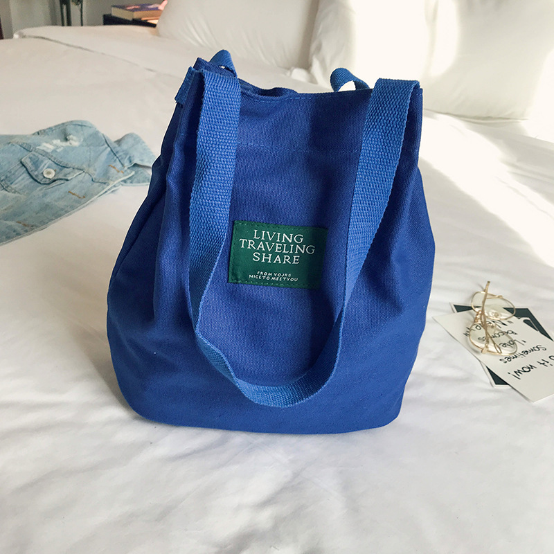 MIBO Korean Shoulder Bag Art Versatile Canvas Straddle Bag Bucket Portable Women's Bag Handbag