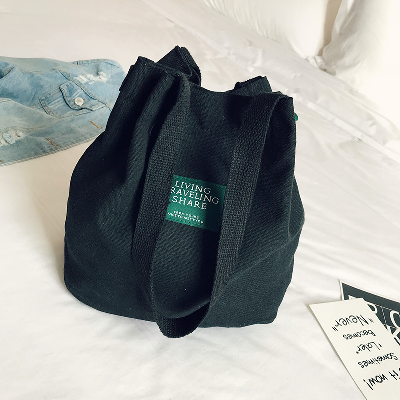 MIBO Korean Shoulder Bag Art Versatile Canvas Straddle Bag Bucket Portable Women's Bag Handbag