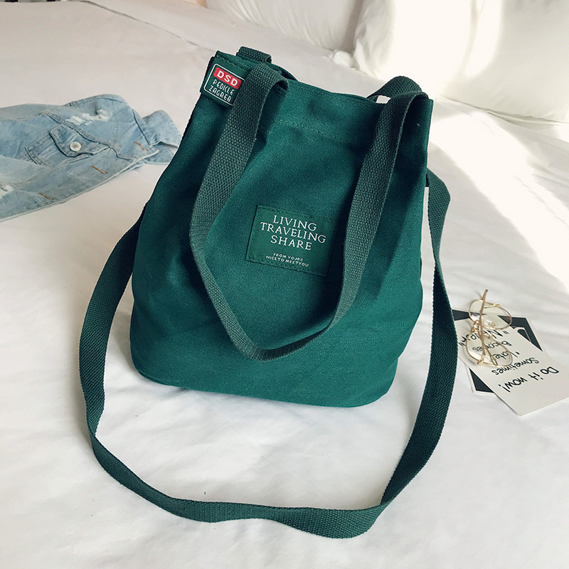 MIBO Korean Shoulder Bag Art Versatile Canvas Straddle Bag Bucket Portable Women's Bag Handbag