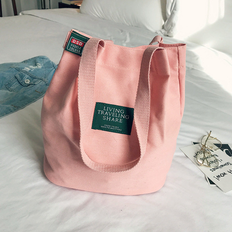 MIBO Korean Shoulder Bag Art Versatile Canvas Straddle Bag Bucket Portable Women's Bag Handbag