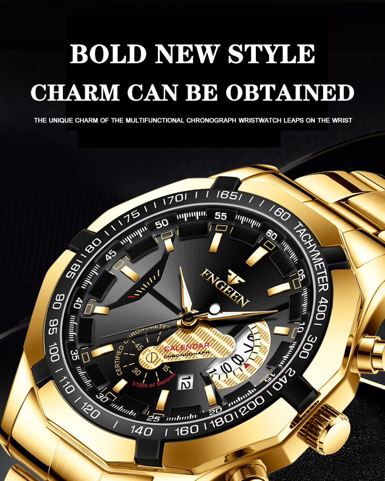 MIBO Men's Watch Waterproof Non Mechanical Watch Large Dial Watch Creative Technology Calendar Watch