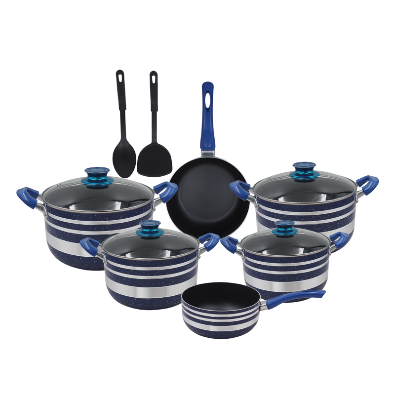 【HOT!】Sundabests 10pcs Cooking Pot ( 4pcs sauce pot with glass cover +1pcs sauce pan+1 pcs wok) Non-stick Cookware Set sufuria