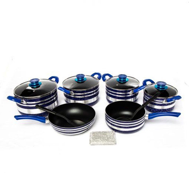 【HOT!】Sundabests 10pcs Cooking Pot ( 4pcs sauce pot with glass cover +1pcs sauce pan+1 pcs wok) Non-stick Cookware Set sufuria