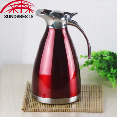 SUNDABESTS 2.0L Stainless Steel Vacuum Coffee Pot Vacuum Thermos Flask Kettle Silver 2L Double Wall Heat Retention Beverage Carafe for Home Kitchen Office Use（130020177）