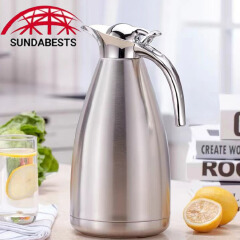 SUNDABESTS 2.0L Stainless Steel Vacuum Coffee Pot Vacuum Thermos Flask Kettle Silver 2L Double Wall Heat Retention Beverage Carafe for Home Kitchen Office Use（130020177）
