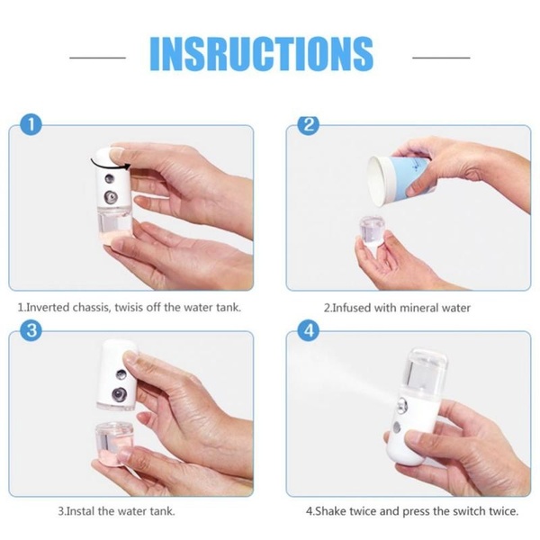 USB Handy Nano Mist Spray Atomization Mister Face Facial Moisturizing Mist Sprayer 30ml