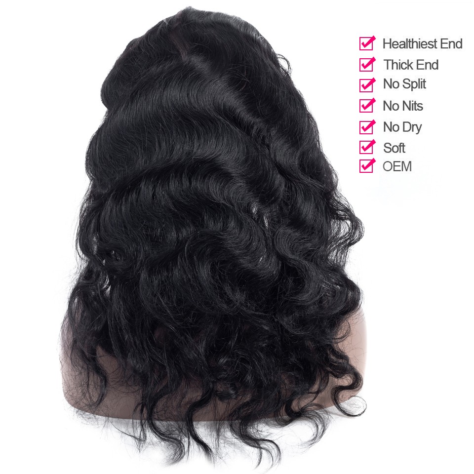 360 Lace Frontal Closure Brazilian Body Wave Frontal With Baby Hair 100% Remy Human Hair Free Part
