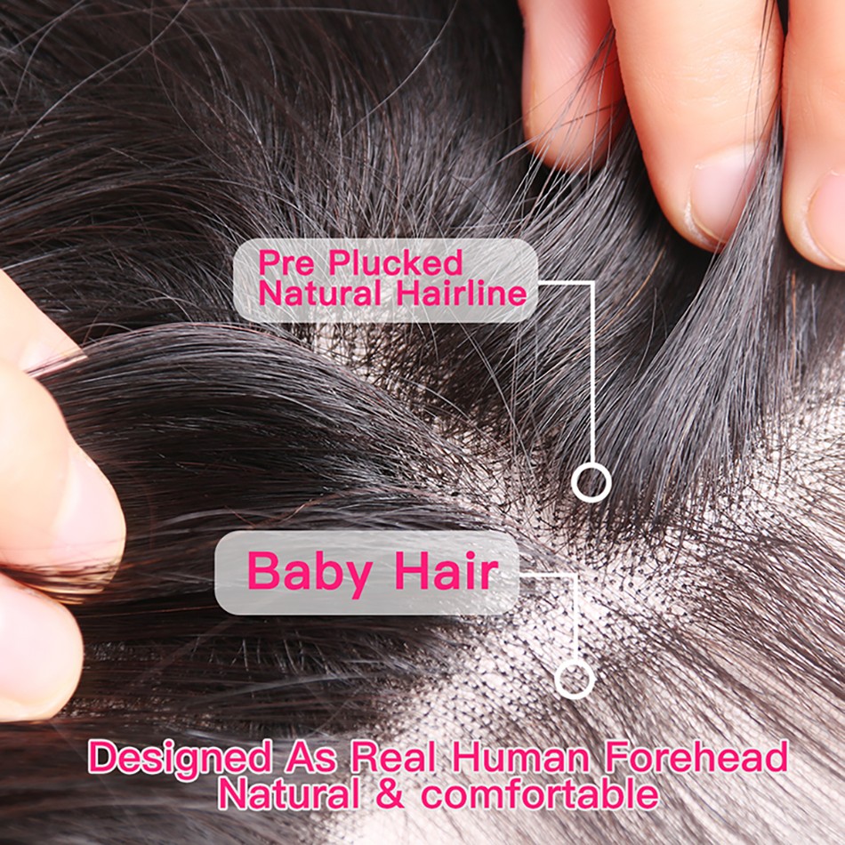 360 Lace Frontal Closure Brazilian Body Wave Frontal With Baby Hair 100% Remy Human Hair Free Part