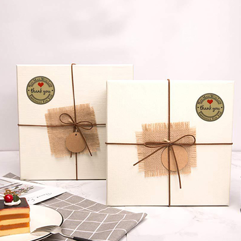 Roll 500pcs Adhesive Kraft Paper Labels Thank You Stickers for Greeting Card Envelope Seal