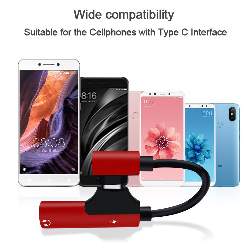 Type C Charging Adapter Audio Adapter Cable for Earphone Android Mobile Phone Voice Call