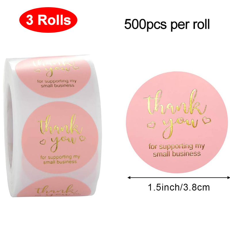 3 Rolls Thank You Supporting My Small Business Sticker Labels for Retailer Boutiques Gift Packaging