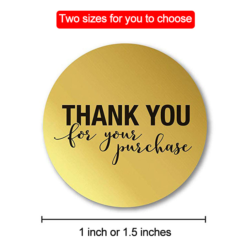 3 Rolls Thank You for Your Purchase Stickers 500pcs Per Roll Self Adhesive Round Gold Labels