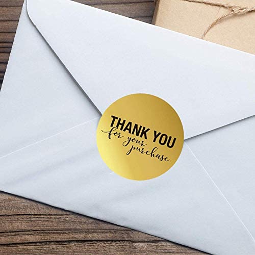 3 Rolls Thank You for Your Purchase Stickers 500pcs Per Roll Self Adhesive Round Gold Labels