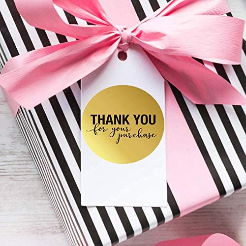 3 Rolls Thank You for Your Purchase Stickers 500pcs Per Roll Self Adhesive Round Gold Labels