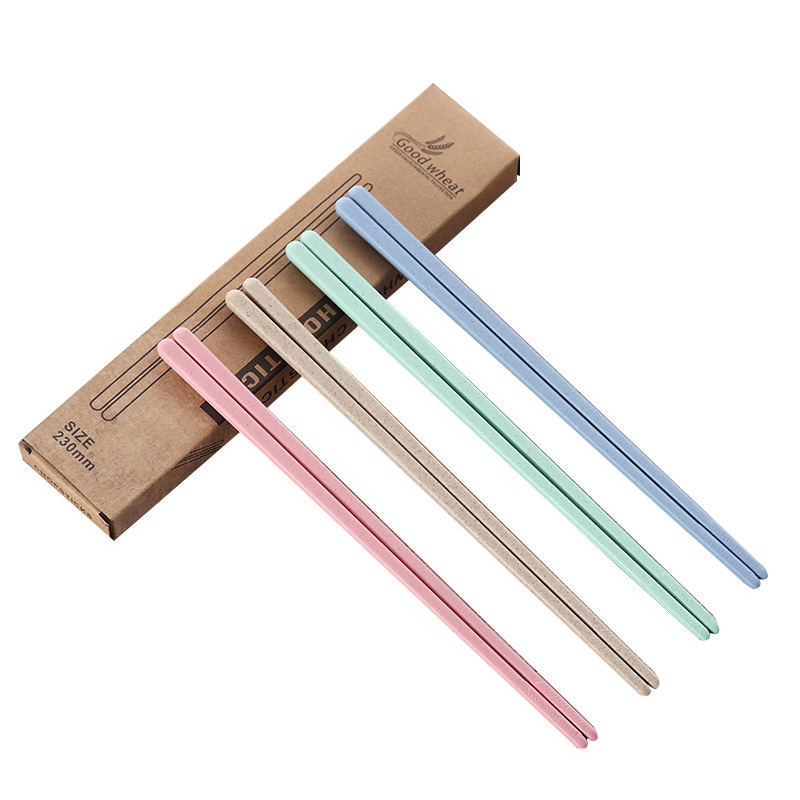 4 Pairs Mildewproof Wheat Straw Chopsticks for for Household Kitchen Restaurant Travel Picnic