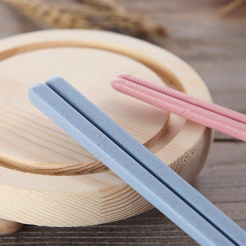 4 Pairs Mildewproof Wheat Straw Chopsticks for for Household Kitchen Restaurant Travel Picnic