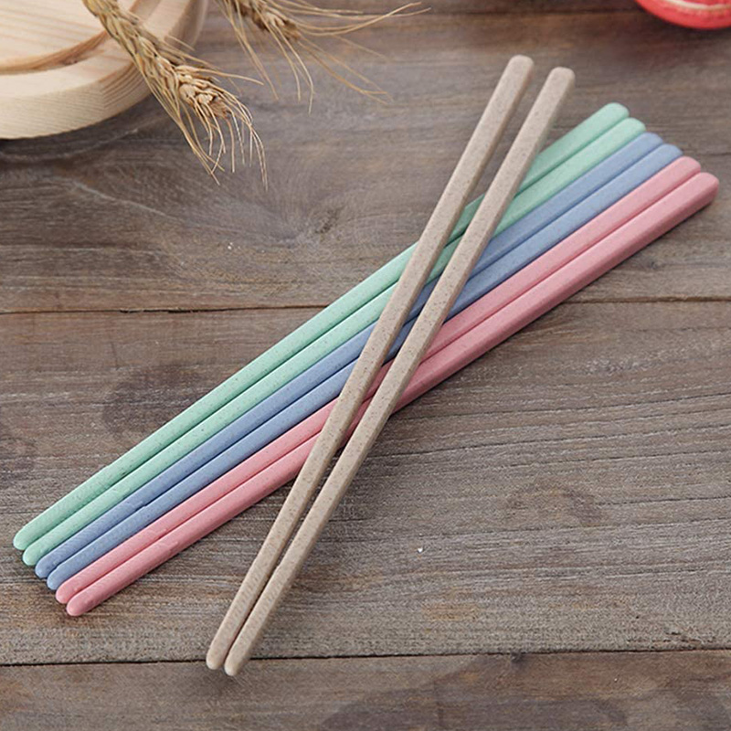 4 Pairs Mildewproof Wheat Straw Chopsticks for for Household Kitchen Restaurant Travel Picnic