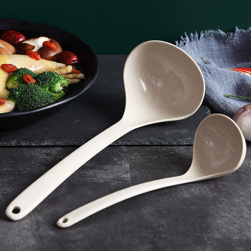 Kitchen Tableware Cooking and Serving Spoons Wheat Straw Soup Ladle Home Kitchen Porridge Ladle