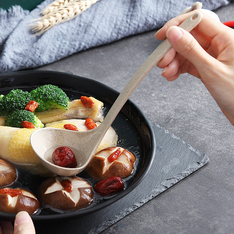 Kitchen Tableware Cooking and Serving Spoons Wheat Straw Soup Ladle Home Kitchen Porridge Ladle