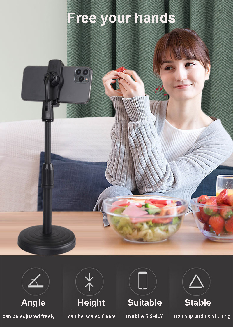 Universal Mobile Accessories Desktop Phone Holder Stand Adjustable Retractable Stable Anti-skid Live Broadcast Bracket Portable Desk Cell Phone Holder