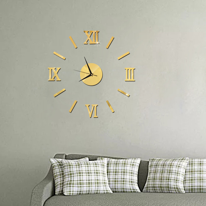 Allwin Modern DIY Interior Roman Wall Clock Wall Clock 3D Sticker Home Mirror