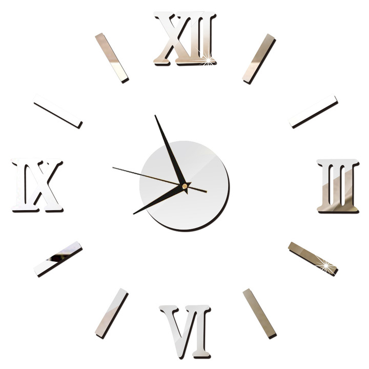 Allwin Modern DIY Interior Roman Wall Clock Wall Clock 3D Sticker Home Mirror