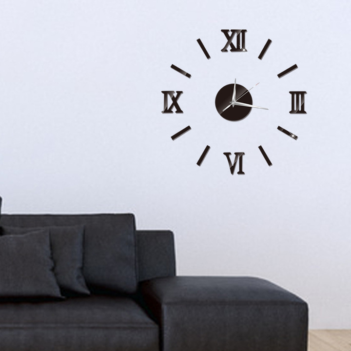 Allwin Modern DIY Interior Roman Wall Clock Wall Clock 3D Sticker Home Mirror