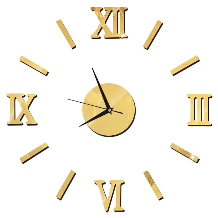 Allwin Modern DIY Interior Roman Wall Clock Wall Clock 3D Sticker Home Mirror