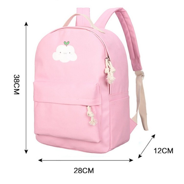 6 Pcs/Set Fashion Women Canvas Backpack Cloud Printed Shoulder Bags Pencil Case Girl School Bag