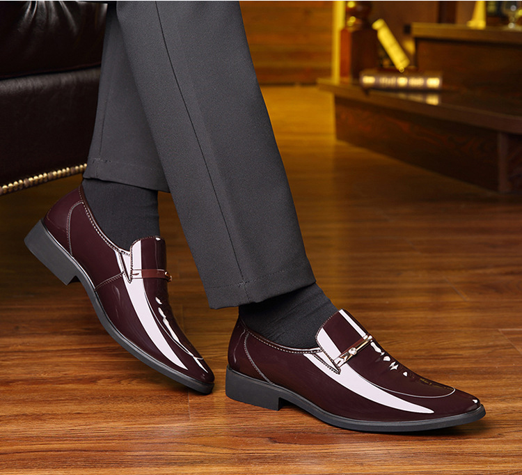 Classic Men's Shoes Genuine Leather Texture Shiny Low Cut Business Shoes