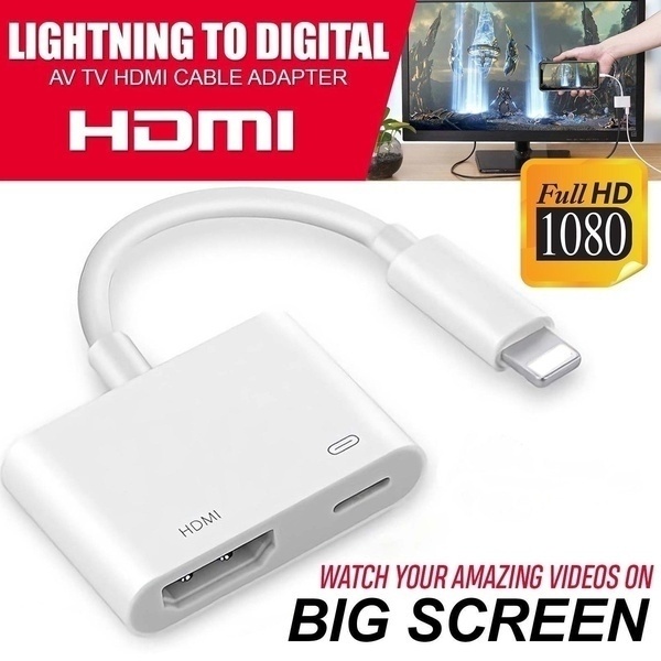 Lightning to Digital AV TV HDMI Cable Adapter with Lightning Charging Port for iPad iPhone