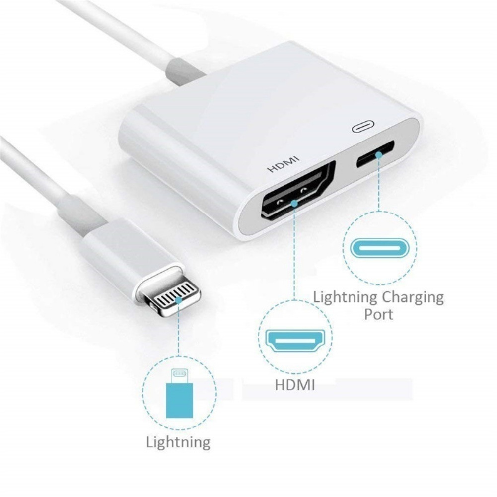 Lightning to Digital AV TV HDMI Cable Adapter with Lightning Charging Port for iPad iPhone