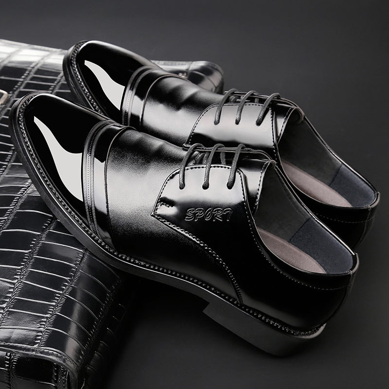 Phoenix 38-44 Fashion Patent Leather Men Shoes Pointed Toe Bullock Oxfords Business Office Style