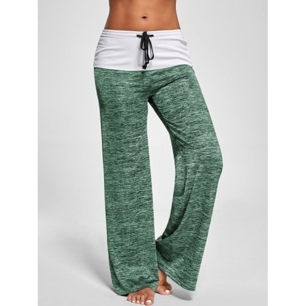 Phoenix Women&apos;s Color Block Wide Leg Palazzo Yoga Pants Middle Waist Loose Long Pants Plus Size