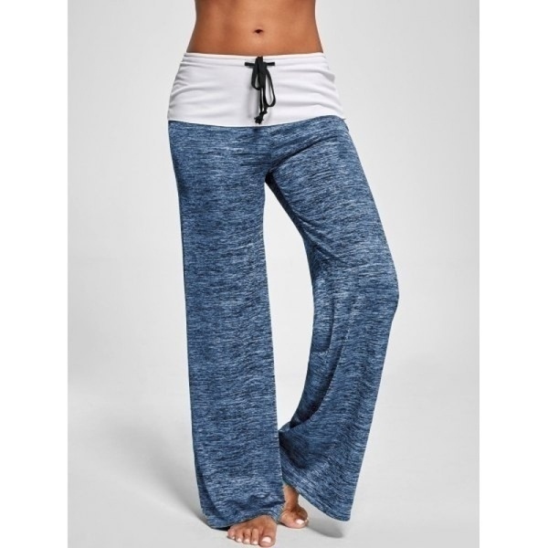 Phoenix Women&apos;s Color Block Wide Leg Palazzo Yoga Pants Middle Waist Loose Long Pants Plus Size