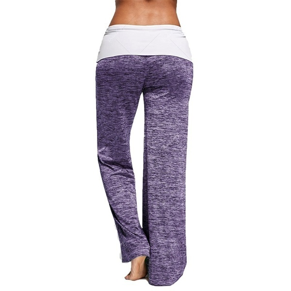 Phoenix Women&apos;s Color Block Wide Leg Palazzo Yoga Pants Middle Waist Loose Long Pants Plus Size