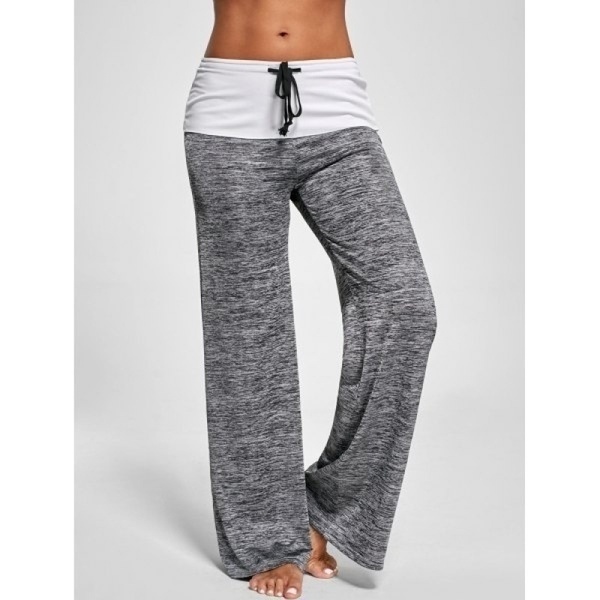 Phoenix Women&apos;s Color Block Wide Leg Palazzo Yoga Pants Middle Waist Loose Long Pants Plus Size