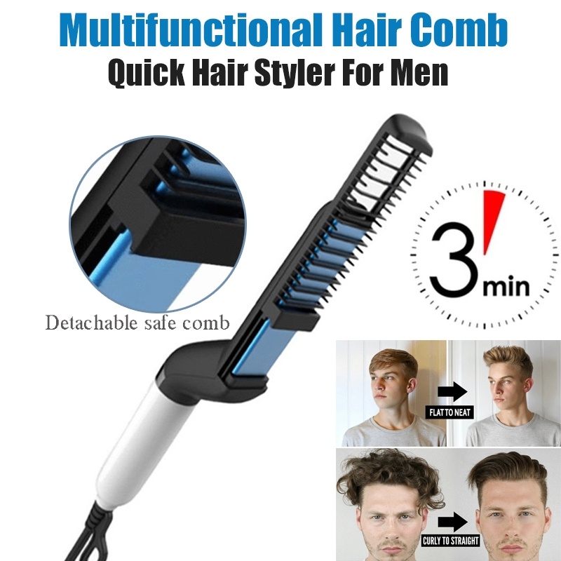 M’Styler Men&apos;s All In One Ceramic Hair Styling Iron Comb Straightener Curler Quick Hair Styler
