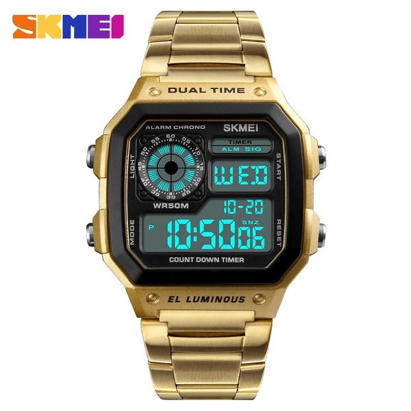 SKMEI Men's Accessories Watch Count Down Waterproof Stainless Steel Digital Wristwatch Male Clock