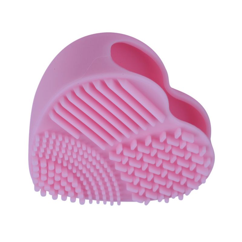 Cute Design Heart Shape Clean Make up Brushes Wash Brush Silica Glove Scrubber Board Cosmetic