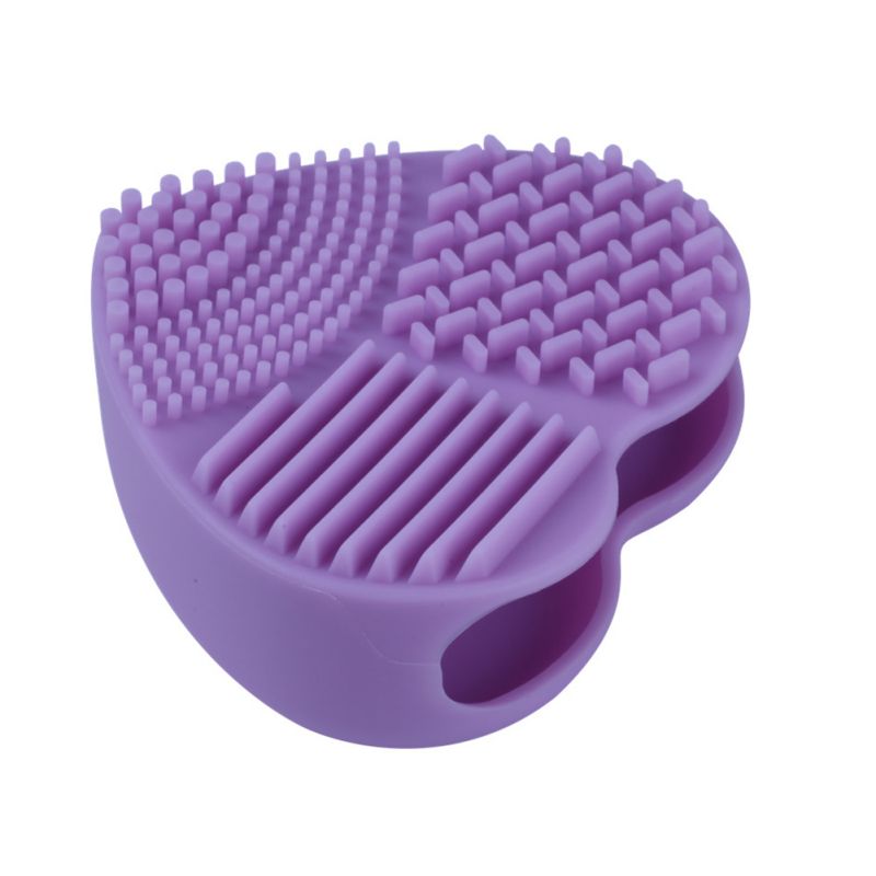 Cute Design Heart Shape Clean Make up Brushes Wash Brush Silica Glove Scrubber Board Cosmetic