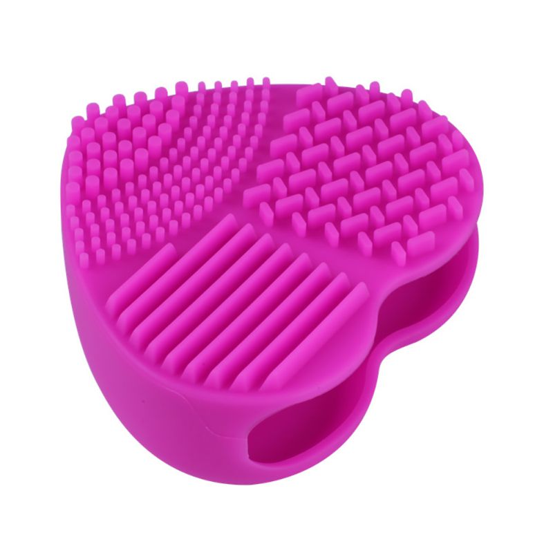 Cute Design Heart Shape Clean Make up Brushes Wash Brush Silica Glove Scrubber Board Cosmetic